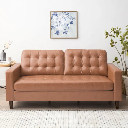 Canapé Brookside Brynn 76 po. avec accoudoirs carrés en similicuir/velours/tissu