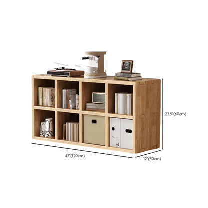 Bibliothèque moderne horizontale en bois à 8 cubes, finition naturelle