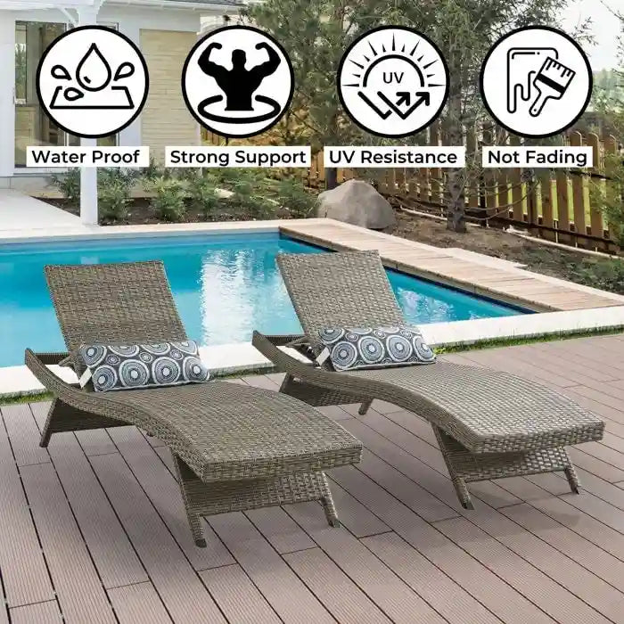 Chaises longues en osier tout temps - Lot de 2
