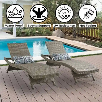 Chaises longues en osier tout temps - Lot de 2