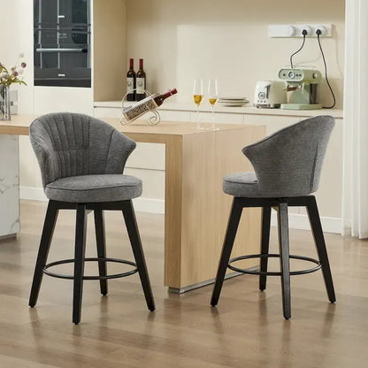 Lot de 2 tabourets de bar pivotants, chaises de salle à manger rembourrées avec large dossier, chaises de hauteur comptoir avec pieds en métal