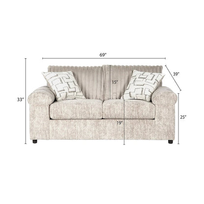 Ensemble canapé et causeuse en velours côtelé à grosses côtes Nason de Roundhill Furniture