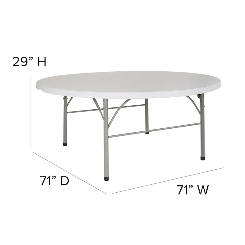 Table pliante ronde en plastique de 1,80 m avec poignée