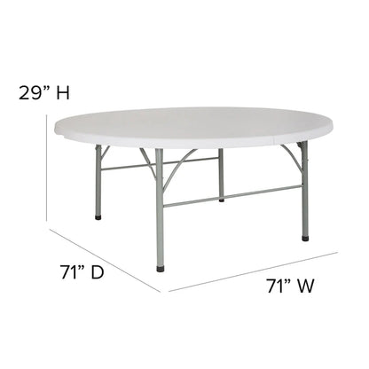 Table pliante ronde en plastique de 1,80 m avec poignée