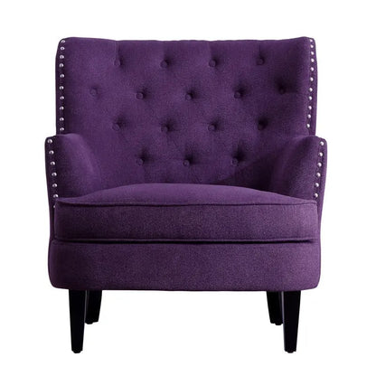 Moser Bay Mignon Fauteuil d'appoint à oreilles capitonné large de 76 cm en velours et lin