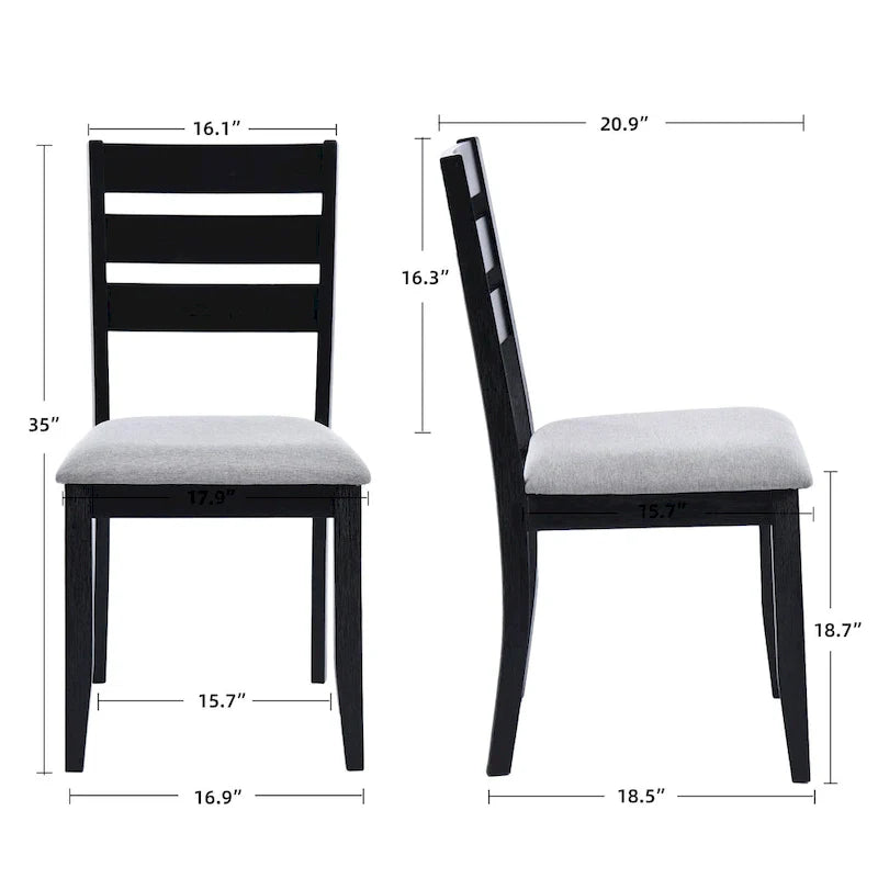 Lot de 4 chaises de salle à manger en bois à dossier à lattes
