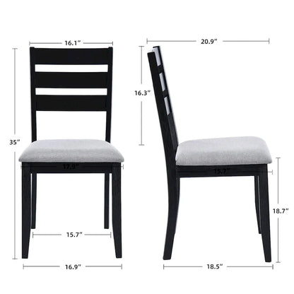 Lot de 4 chaises de salle à manger en bois à dossier à lattes