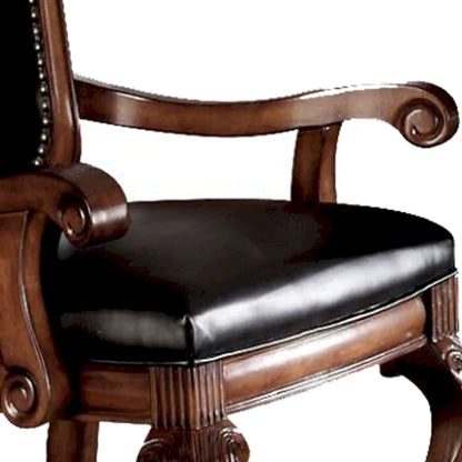 Fauteuil De Ville Château (Lot de 2) en PU Noir et Cerisier