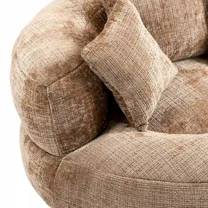 Canapé paresseux à dossier haut en chenille avec 3 oreillers et pouf géant