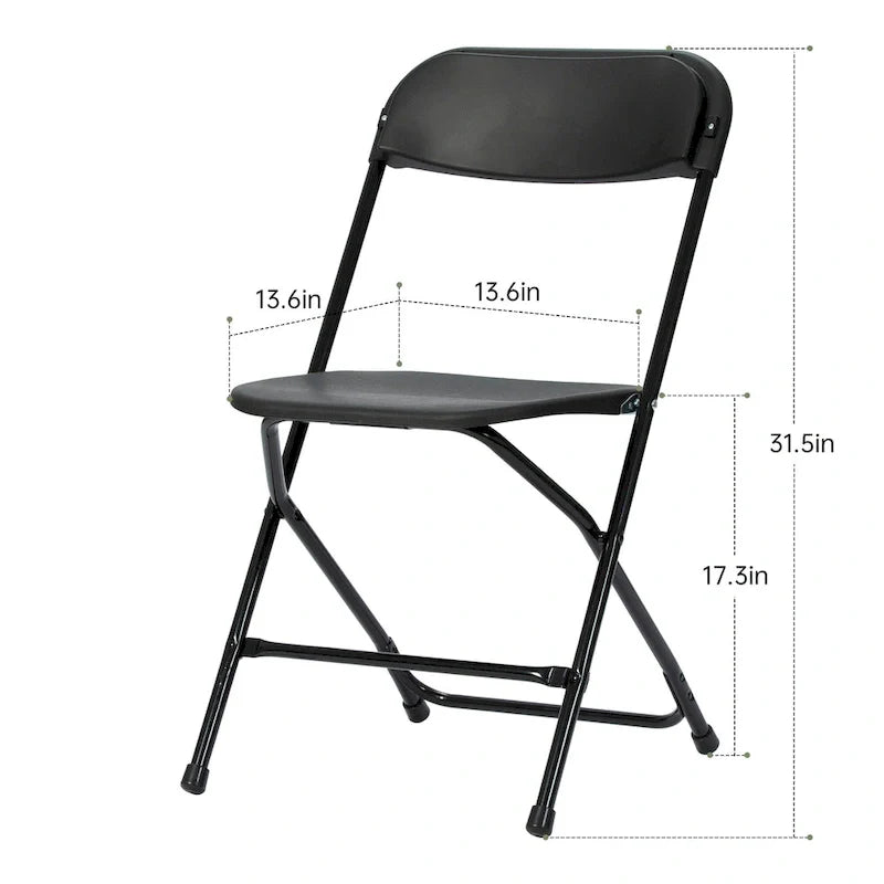 Chaise pliante en plastique, lot de 10, capacité de 158 kg pour événements, bureau, mariage, fête, pique-nique, cuisine, salle à manger