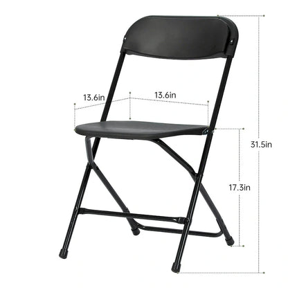 Chaise pliante en plastique, lot de 10, capacité de 158 kg pour événements, bureau, mariage, fête, pique-nique, cuisine, salle à manger