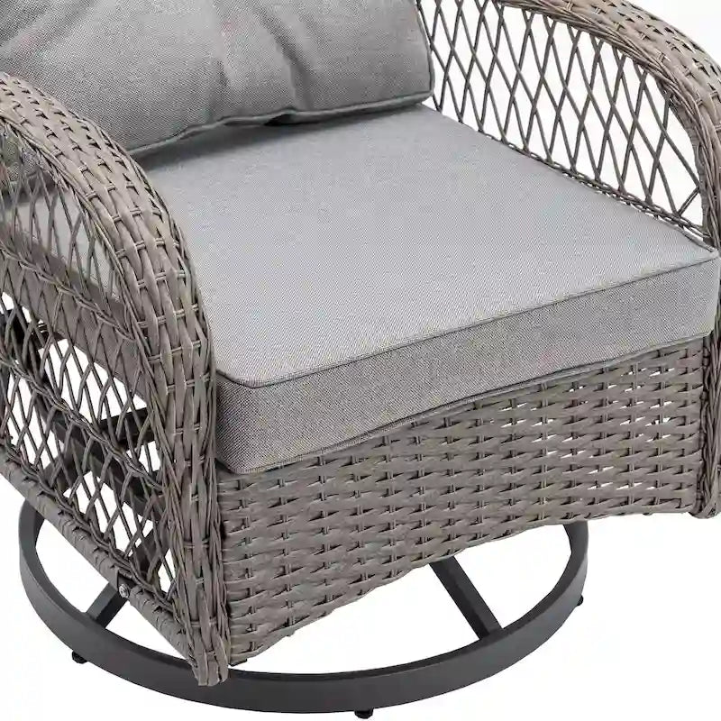 Ensemble de 3 chaises de jardin pivotantes et basculantes d'extérieur, ensemble de conversation de terrasse à 360 degrés