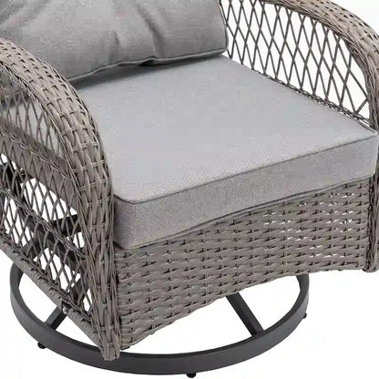 Ensemble de 3 chaises de jardin pivotantes et basculantes d'extérieur, ensemble de conversation de terrasse à 360 degrés