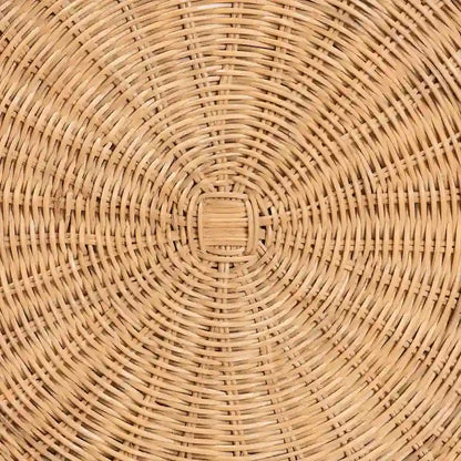Table d'appoint Avalon en rotin naturel - Table en osier tressé à la main avec base à jupe, style côtier pour salon ou couloir