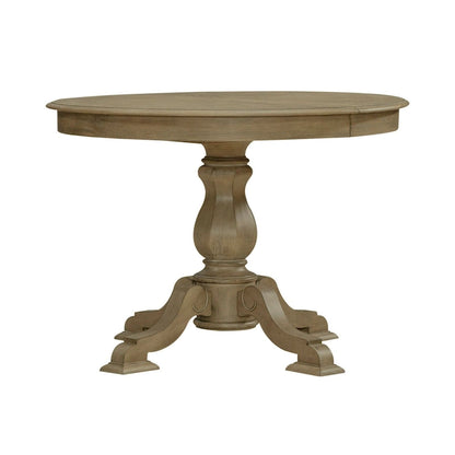 Table à dîner ronde sur pied Magnolia Manor avec rallonges escamotables - 2 finitions