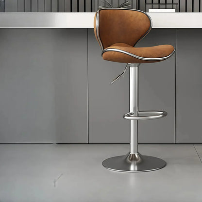 Tabouret de bar réglable pivotant à coussin en cuir
