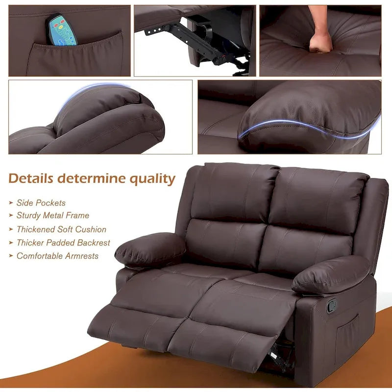 Causeuse inclinable 2 places AECOJOY avec fonction de chaleur et de massage