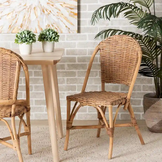 Chaise de salle à manger en rotin naturel bohème moderne Neola