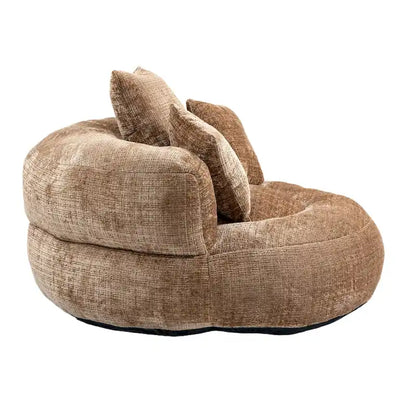 Canapé paresseux à dossier haut en chenille avec 3 oreillers et pouf géant