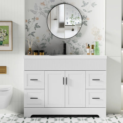 Meuble-lavabo de salle de bain Wavy Line 30/36/48 avec évier et robinet