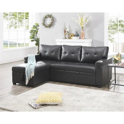 Canapé d'angle réversible convertible avec lit gigogne, méridienne de rangement et pieds durables