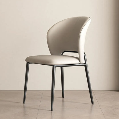Chaise de salle à manger moderne en similicuir courbé à dossier bas