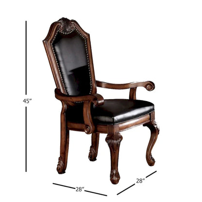Fauteuil De Ville Château (Lot de 2) en PU Noir et Cerisier