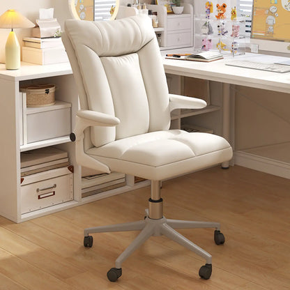 Chaise de bureau pivotante réglable en tissu blanc moderne