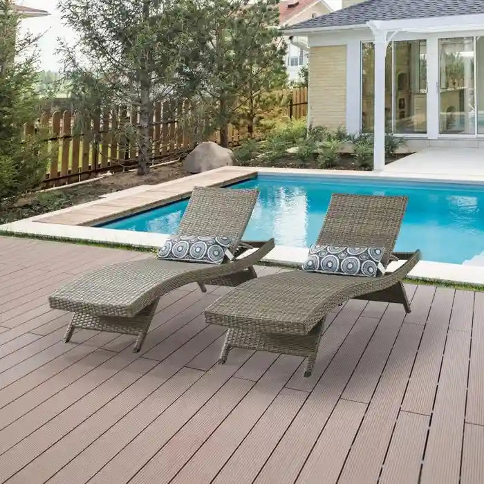 Chaises longues en osier tout temps - Lot de 2