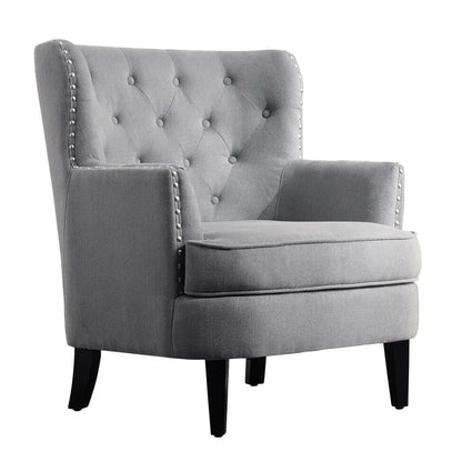 Moser Bay Mignon Fauteuil d'appoint à oreilles capitonné large de 76 cm en velours et lin