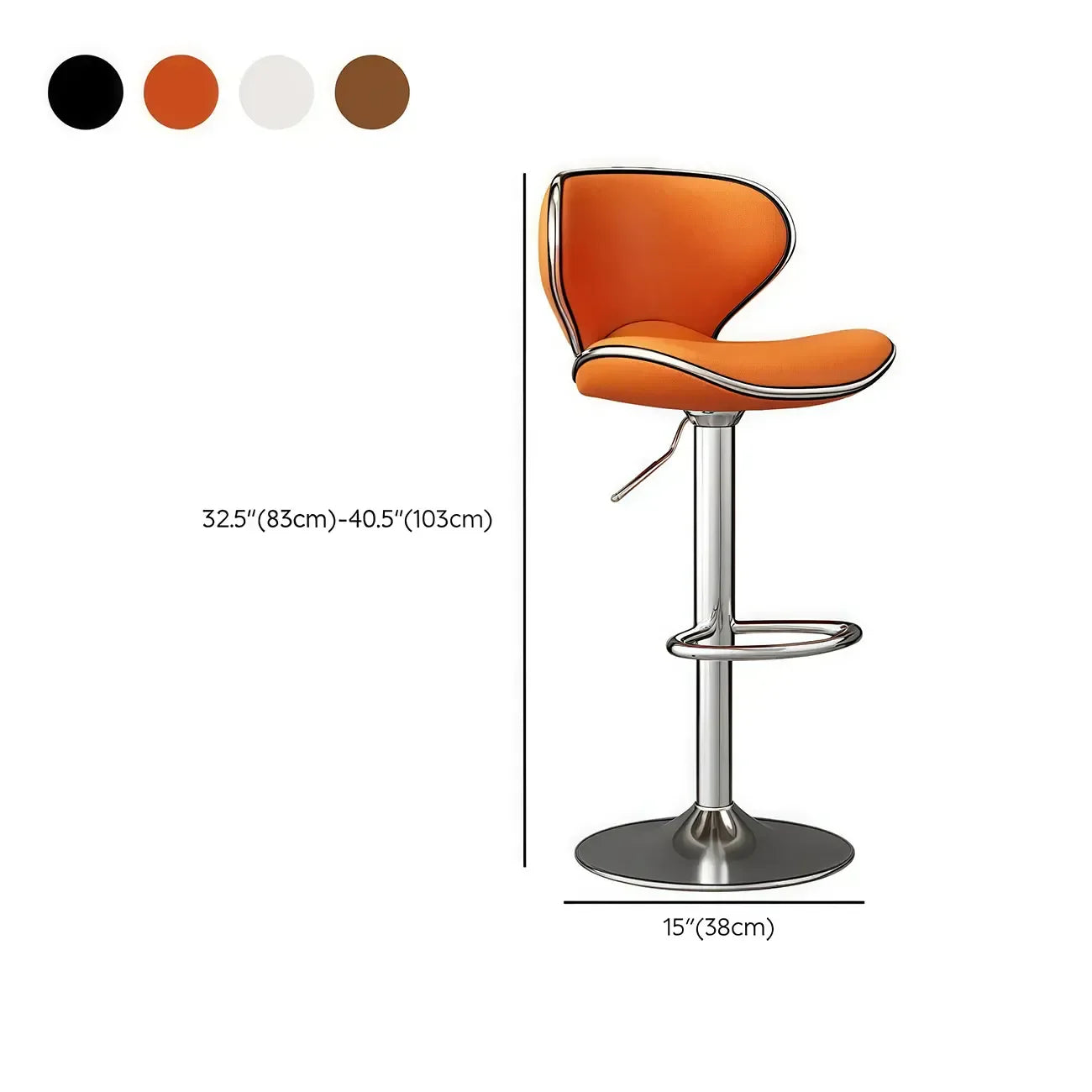 Tabouret de bar réglable pivotant à coussin en cuir