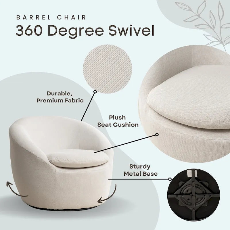 Fauteuil pivotant - Rotation à 360° - Tissu bouclette