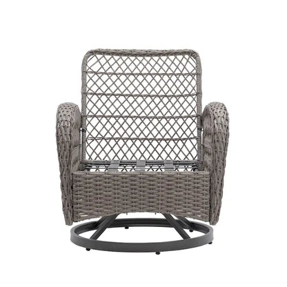 Ensemble de 3 chaises de jardin pivotantes et basculantes d'extérieur, ensemble de conversation de terrasse à 360 degrés