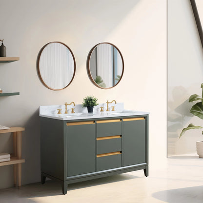 Meuble-lavabo Vanity Art avec évier en céramique et dessus en marbre reconstitué