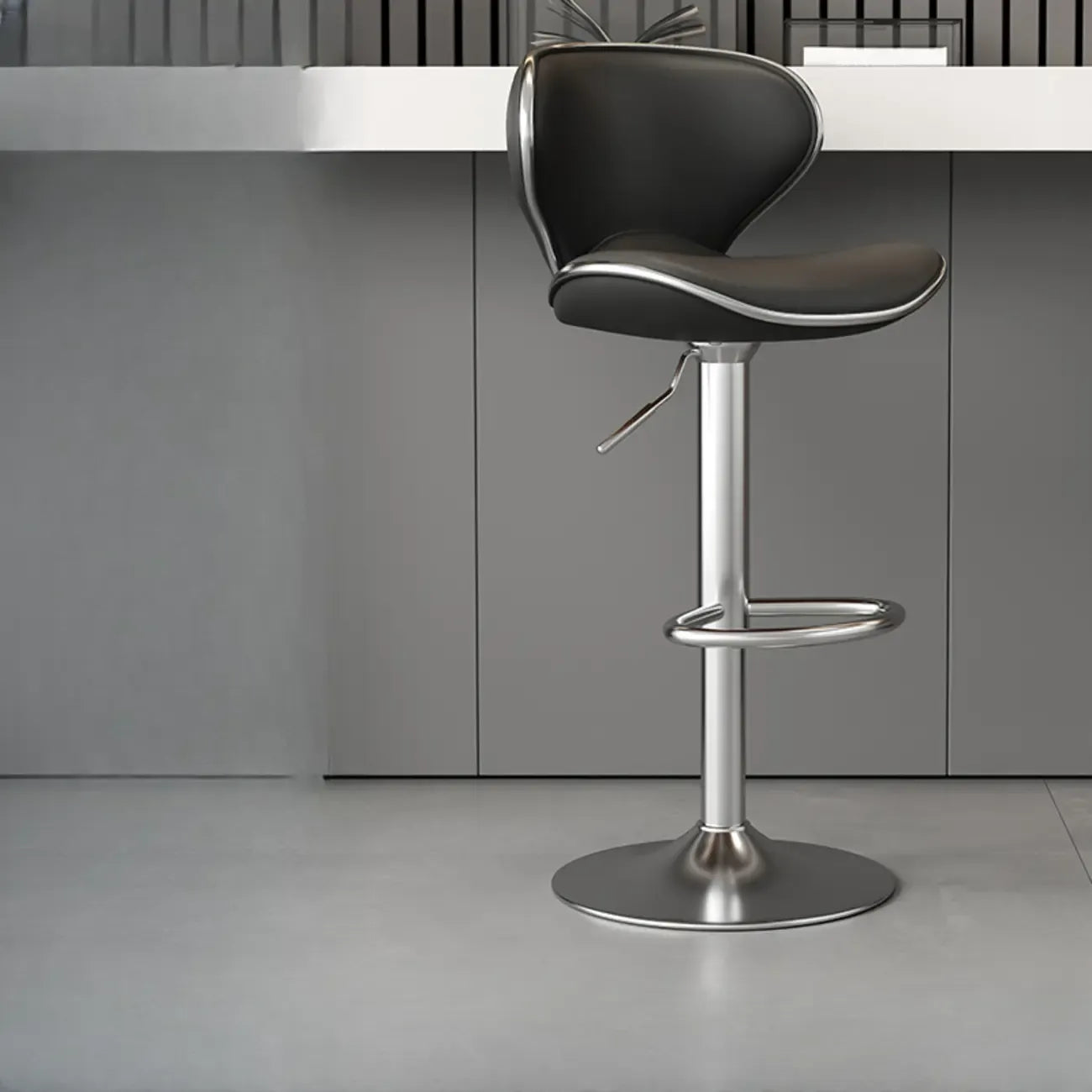 Tabouret de bar réglable pivotant à coussin en cuir