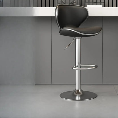 Tabouret de bar réglable pivotant à coussin en cuir