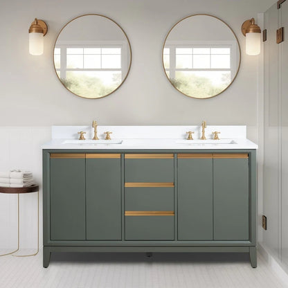 Meuble-lavabo Vanity Art avec évier en céramique et dessus en marbre reconstitué
