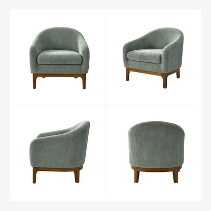 Fauteuil tonneau moderne Augus en bouclette avec pieds en bois massif par HULALA HOME