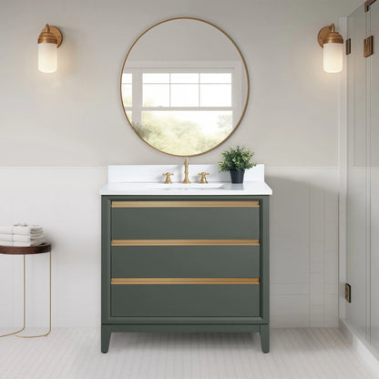 Meuble-lavabo Vanity Art avec évier en céramique et dessus en marbre reconstitué