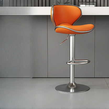 Tabouret de bar réglable pivotant à coussin en cuir