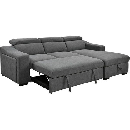Roomfitters 103 Canapé sectionnel convertible avec méridienne de rangement, appuie-têtes réglables, canapé d'angle en L avec fonction couchage, gris foncé