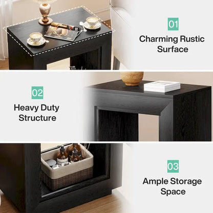 Table d'appoint en bois avec rangement, tables de chevet en noyer pour salon, chambre à coucher
