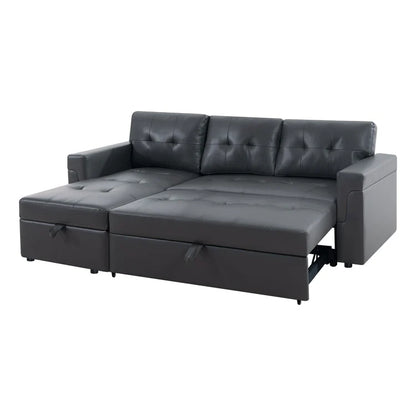 Canapé d'angle réversible convertible avec lit gigogne, méridienne de rangement et pieds durables