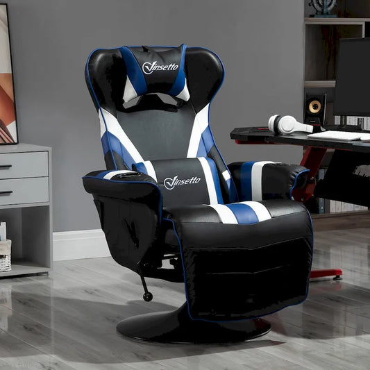 Chaise de jeu vidéo Vinsetto Racing avec dossier inclinable et repose-pieds, appuie-tête et porte-gobelet