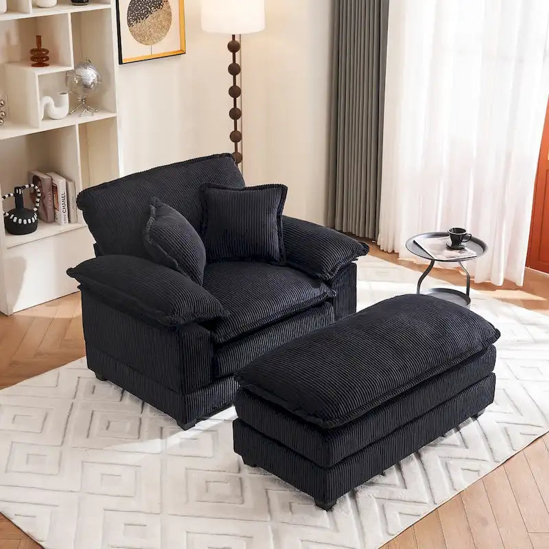 Fauteuil surdimensionné 56,9 W avec repose-pieds, fauteuil de lecture pour chambre à coucher, canapé-lit paresseux, canapé inclinable simple et moderne surdimensionné